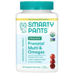 Пренатальні мультивітаміни з органічні омега, смак виноград чорниця ягідний мікс, SmartyPants Organic Prenatal Multi & Omegas, 120 жувальних цукерок