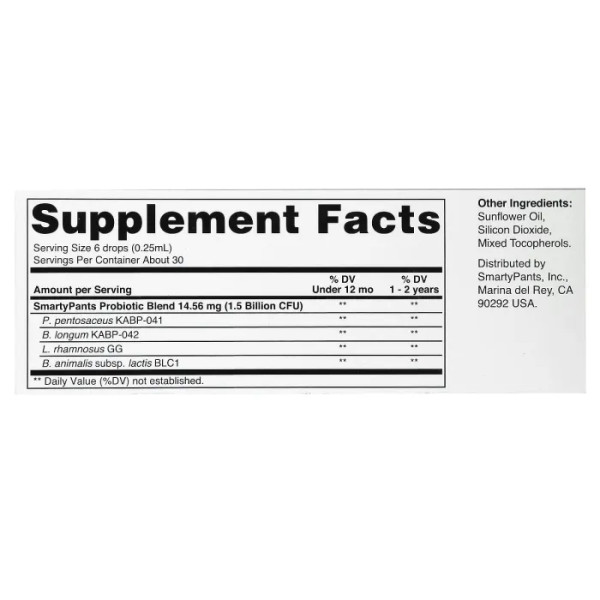 Пробіотики для дітей, Baby Probiotic, SmartyPants, з 0 до 24 місяців, без смаку, 8 мл