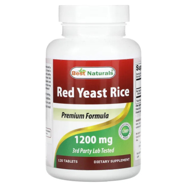 Червоний дріжджовий рис, Red Yeast Rice, Best Naturals, 1200 мг, 120 таблеток