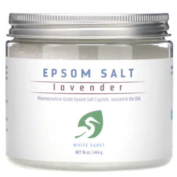 Англійська сіль, лаванда, Epsom Salt, Lavender, White Egret Personal Care, 454 г