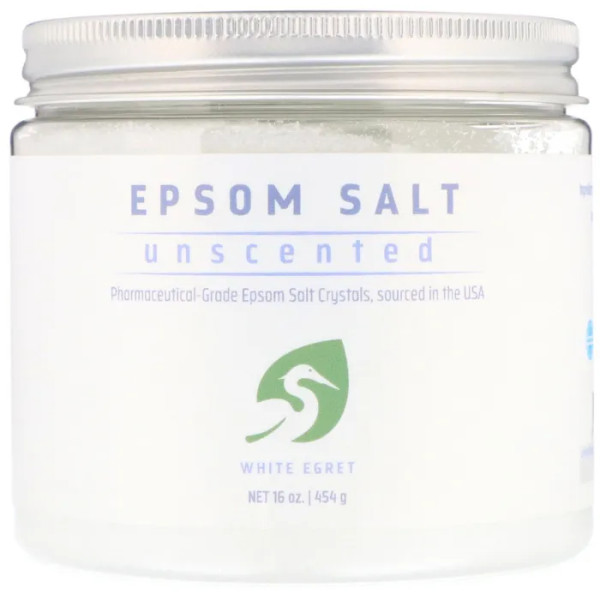 Англійська сіль (без запаху), Epsom Salt, White Egret Personal Care, 454 г