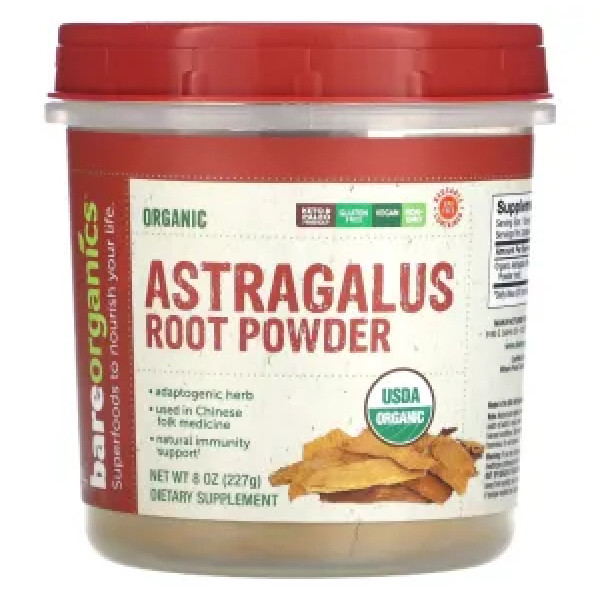 Астрагал корінь, Organic Astragalus Root Powder, BareOrganics, органічний порошок, 227 г