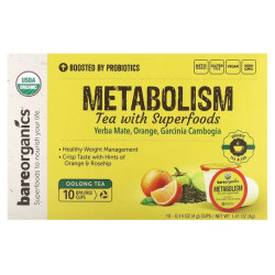 Чай улун с суперфудами, Oolong Tea BareOrganics Metabolism, 10 чашек по 4 г