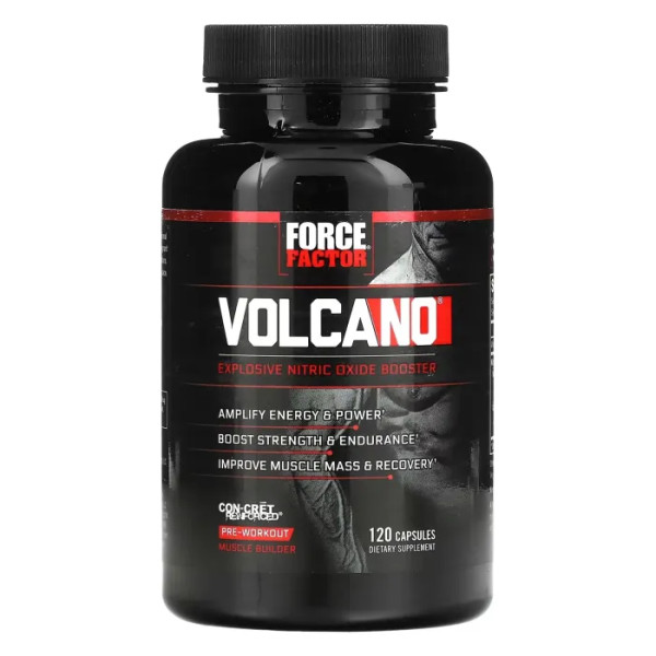 Бустер оксиду азоту, Explosive Nitric Oxide Booster, Force Factor, Volcano, 120 капсул