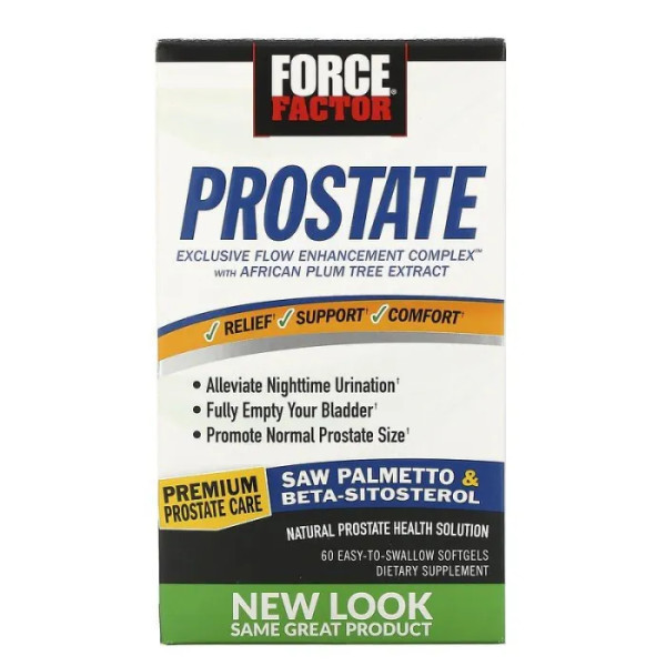 Підтримка здоров'я простати, Prostate, Force Factor, 60 гелевих капсул