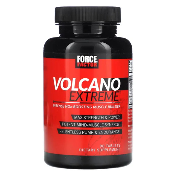 Стимулятор для нарощування м'язової маси, Intense NOx-Boosting Muscle Builder, Force Factor, Volcano Extreme, 90 таблеток