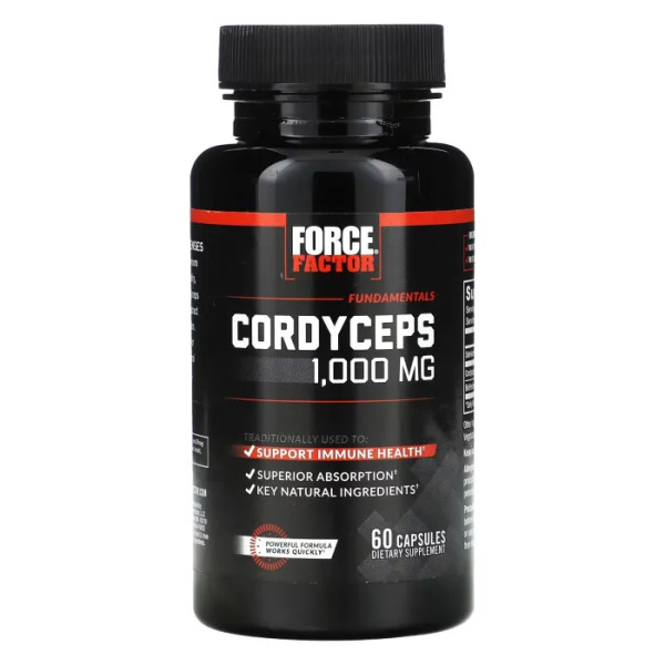 Кордіцепс, Cordyceps, Force Factor, Fundamentals, 1000 мг, 60 капсул (500 мг на 1 капсулу)