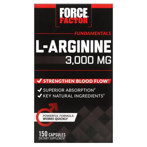 L-аргінін, L-Arginine, Force Factor, 3000 мг, 150 капсул (600 мг на 1 капсулу)