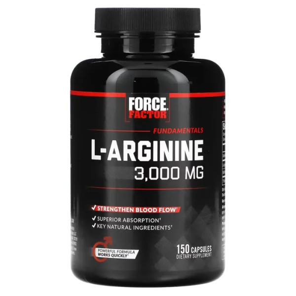 L-аргінін, L-Arginine, Force Factor, 3000 мг, 150 капсул (600 мг на 1 капсулу)