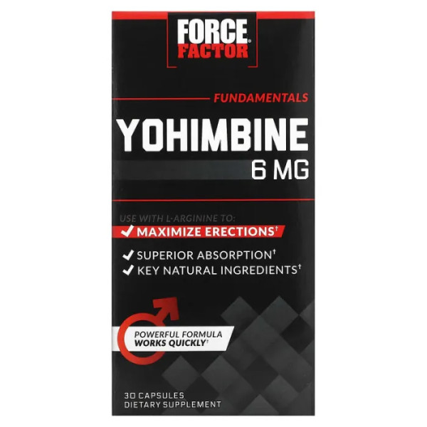 Йохімбін, Yohimbine, Force Factor, 6 мг, 30 капсул
