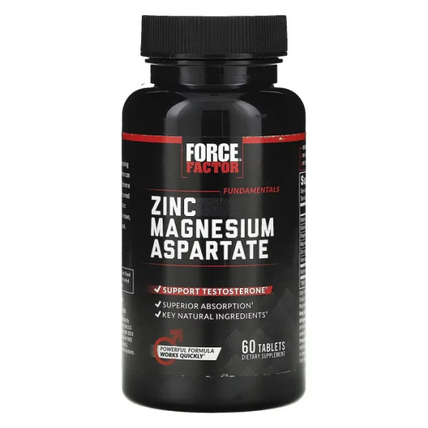 Цинк та магній аспартат, Zinc Magnesium Aspartate, Force Factor, Fundamentals, 60 таблеток