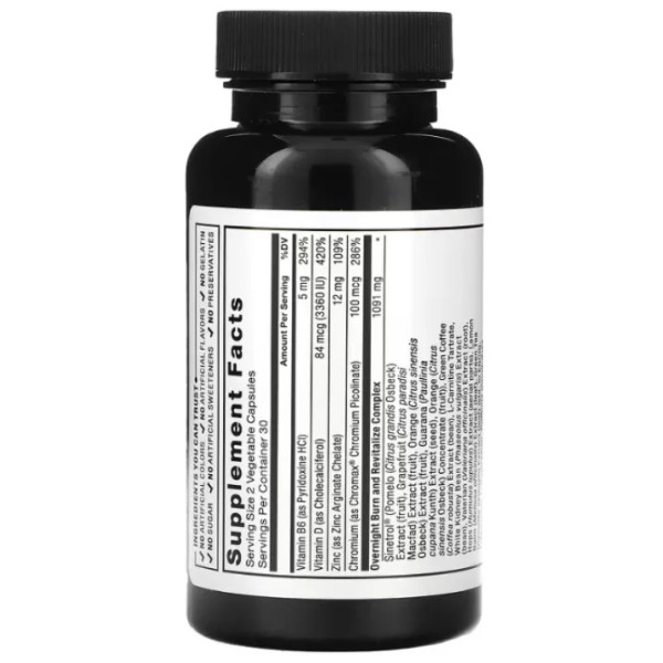 Жироспалювач, Leanfire PM, Force Factor, нічний, 60 рослинних капсул