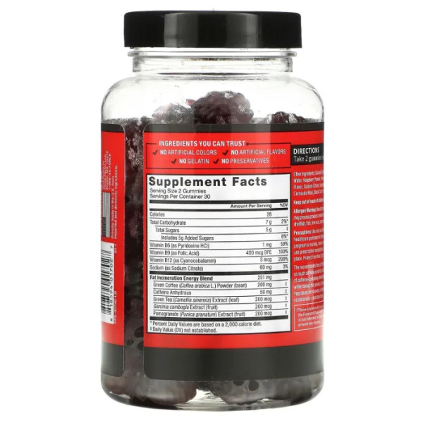 Жироспалювач, Leanfire Thermo Fat Burner Gummies, Force Factor, зі смаком ягід, 60 жувальних таблеток