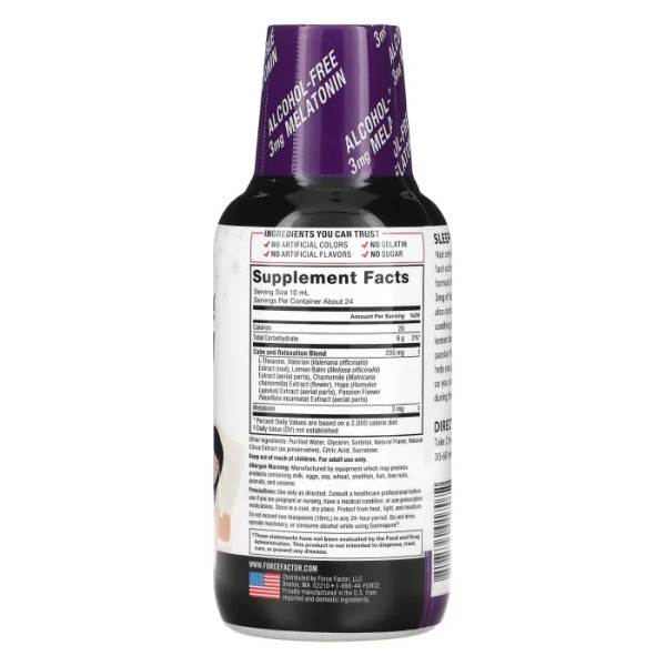 Підтримка сну, Somnapure, Melatonin + Natural Botanicals, Force Factor, мелатонін та натуральні рослинні інгредієнти, ягоди сну, 237 мл