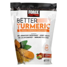 Куркумін, Extra Strength Curcumin Force Factor Better Turmeric, підвищена сила, фруктовий сплеск, 60 жувальних таблеток