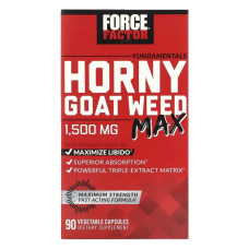Горянка 1500 мг, Force Factor Fundamentals Horny Goat Weed Max, 90 вегетаріанських капсул (500 мг у капсулі)