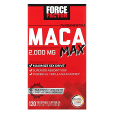 Мака 2000 мг, Force Factor Fundamentals Maca Max, 120 рослинних капсул (500 мг у капсулі)