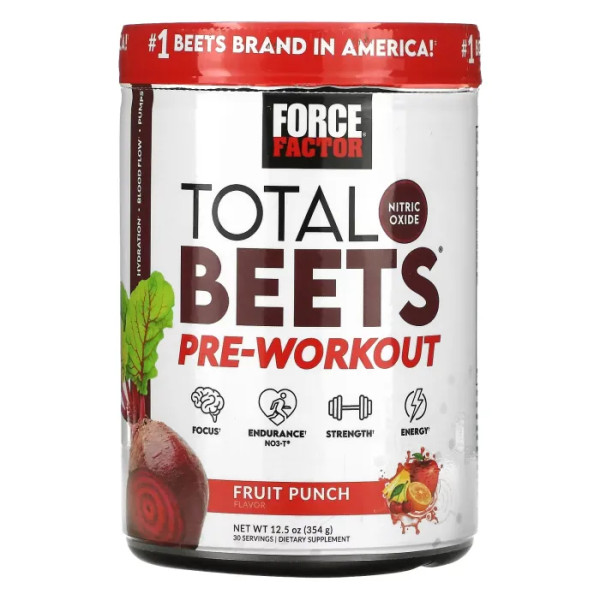 Передтренувальний комплекс, Force Factor, Pre-Workout, Total Beets, фруктовий пунш, 354 г
