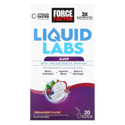 Ночной электролитный напиток перед сном, Force Factor Liquid Labs Night Time Electrolyte Drink Mix Sleep, вкус ягода 20 пакетиков по 7 г