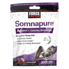 Підтримка сну, Force Factor Somnapure Melatonin and Calming Botanicals, жувальні смак вишня 30 жувальних таблеток