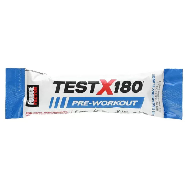 Передтренувальний комплекс, Pre-Workout, Force Factor, Test X180, блакитна малина, 1 шт., 14 г