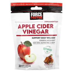 Яблучний оцет, Force Factor Apple Cider Vinegar, жувальні смак карамельне яблуко 30 жувальних таблеток