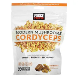 Кордицепс, Modern Mushrooms Cordyceps Force Factor, жевательные, вкус ириски, 30 таблеток