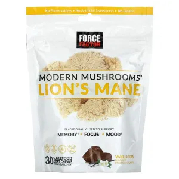 Їжовик гребінчастий із суперфудами, Modern Mushrooms, Lion's Mane, Force Factor, зі смаком ванілі, 30 жувальних таблеток