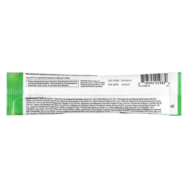 Електроліт, Rapid Hydration Electrolyte Drink Mix, Force Factor, Liquid Labs, лимон та лайм, 1 шт, 7 г