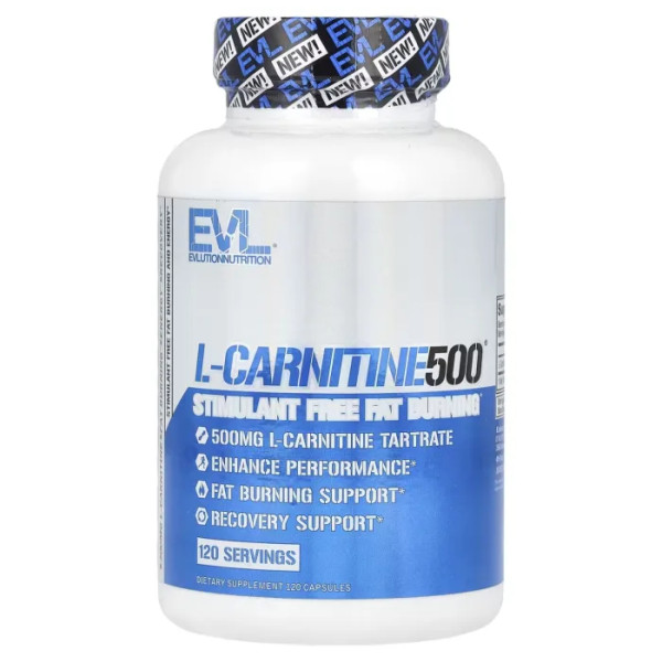 L-карнітин, L-Carnitine500, EVLution Nutrition, 500 мг, 120 капсул