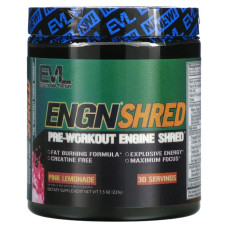 Предтренировочный комплекс-жиросжигатель, EVLution Nutrition Pre-Workout Shred Engine, вкус розовый лимонад, 213 г
