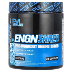 Предтренировочный жиросжигатель, Pre-Workout Shred Engine EVLution Nutrition, вкус голубая малина, 240 г