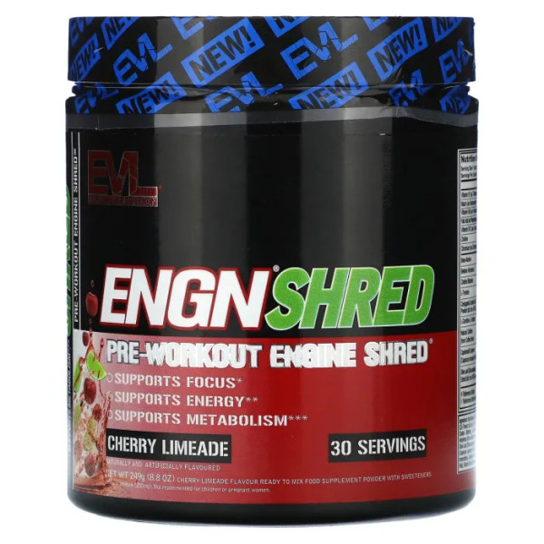 Передтренувальний комплекс-жироспалювач, Pre-Workout Shred Engine, EVLution Nutrition, зі смаком вишневого лаймаду, 249 г