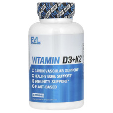 Витамины D3 и K2, Vitamin D3+K2 EVLution Nutrition, 60 вегетарианских капсул