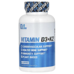 Вітаміни D3 та K2, Vitamin D3+K2 EVLution Nutrition, 60 вегетаріанських капсул