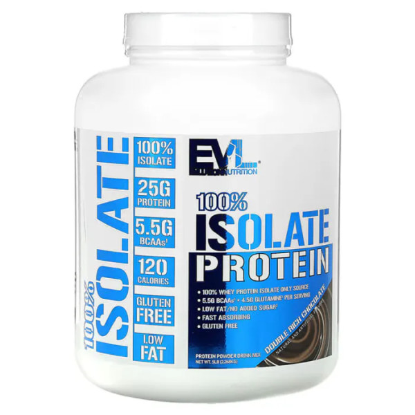 Ізолят сироваткового протеїну, 100% Isolate Protein, EVLution Nutrition, 100%, подвійний насичений шоколад, 2,268 кг