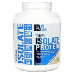 Сироватковий протеїн, ізолят, ванільне морозиво, EVLution Nutrition 100% Isolate Protein, 2,268 кг
