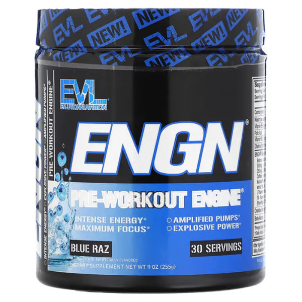 Передтренувальний комплекс, Pre-Workout Engine, EVLution Nutrition, ENGN, зі смаком блакитного лимонаду, 255 г