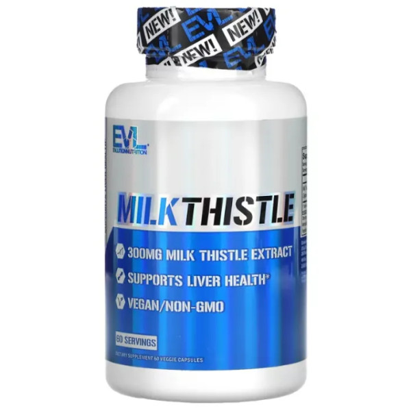 Розторопша, Milk Thistle, EVLution Nutrition, підтримка здоров'я печінки, 300 мг, 60 рослинних капсул