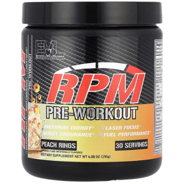Передтренувальний комплекс RPM, Pre-Workout, EVLution Nutrition, зі смаком персика, 195 г