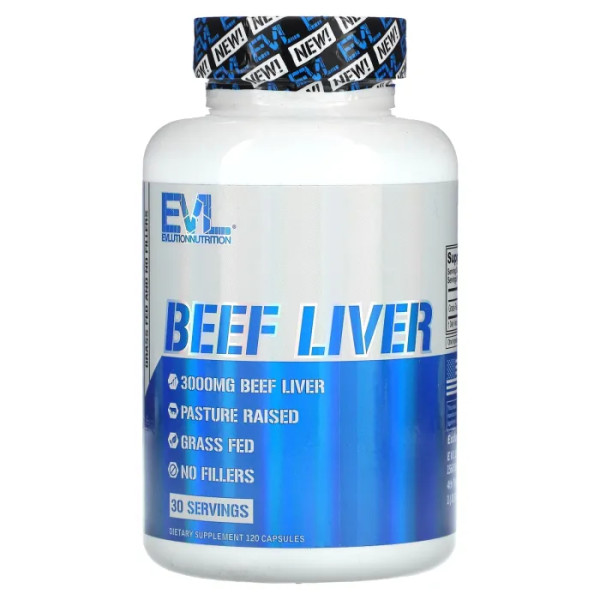 Печінка яловича, Beef Liver, EVLution Nutrition, 3000 мг, 120 капсул (750 мг на капсулу)