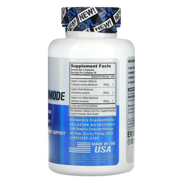Грибна суміш, MushroomMode, EVLution Nutrition, 90 рослинних капсул