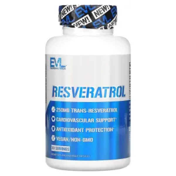 Ресвератрол, Resveratrol, EVLution Nutrition, 250 мг, 60 рослинних капсул