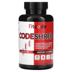 Жироспалювач, термогенне спалювання жиру, fitcode CodeShred, 60 рослинних капсул