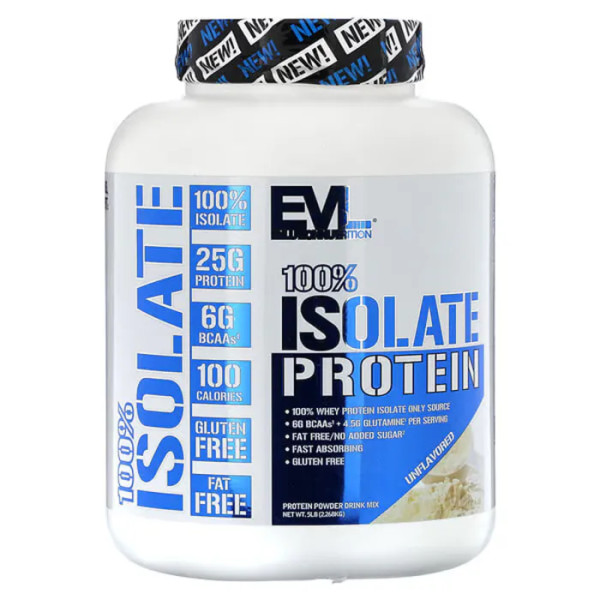 Ізолят сироваткового протеїну, 100% Isolate Protein, EVLution Nutrition, 100%, без смаку, 2,268 кг