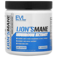 Ежовик гребенчатый экстракт 1000 мг, EVLution Nutrition Lion's Mane Mushroom Extract, порошок без вкуса 75 г