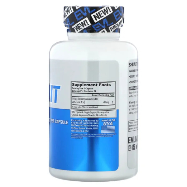 Мумійо, Shilajit, EVLution Nutrition, 60 рослинних капсул