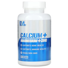 Кальций магний цинк, EVLution Nutrition Calcium Magnesium Zinc, для костей и иммунной системы 60 таблеток