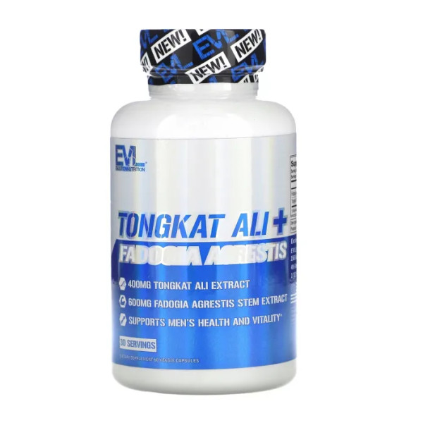 Еврикома довголиста і фадогія довголиста, Tongkat Ali + Fadogia Agrestis, EVLution Nutrition, 400 мг, 60 рослинних капсул (200 мг у 1 капсулі)