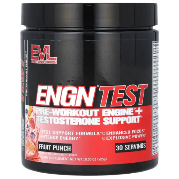 Передтренувальний комплекс + підтримка темтостерону, ENGN Test, EVLution Nutrition, фруктовий пунш, 285 г
